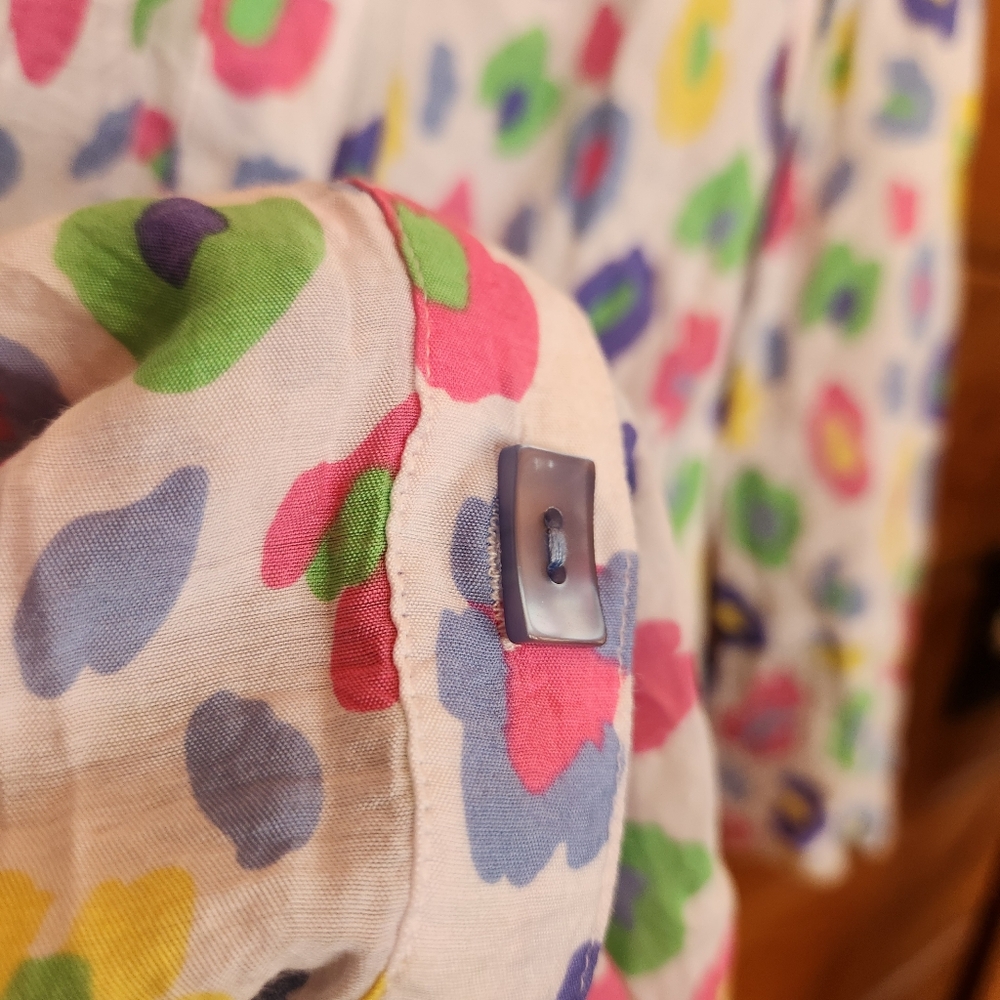 Multiples Floral Multi Abstract Ruffle Button Dow… - image 4